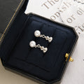White Pearl Look Gourd Silver Tone Dangle Stud Earrings view 2