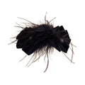 Black Feather And Velvet Bow Hair Claw With Clear Crystal Drops view 5
