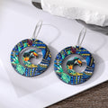 Silver Tone Tropical Bird Print Acrylic Spiral Kidney Wire Earrings view 2