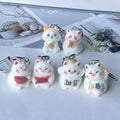 Flocked White Lucky Cat Keychains Lobster Clasp 6 Styles view 3