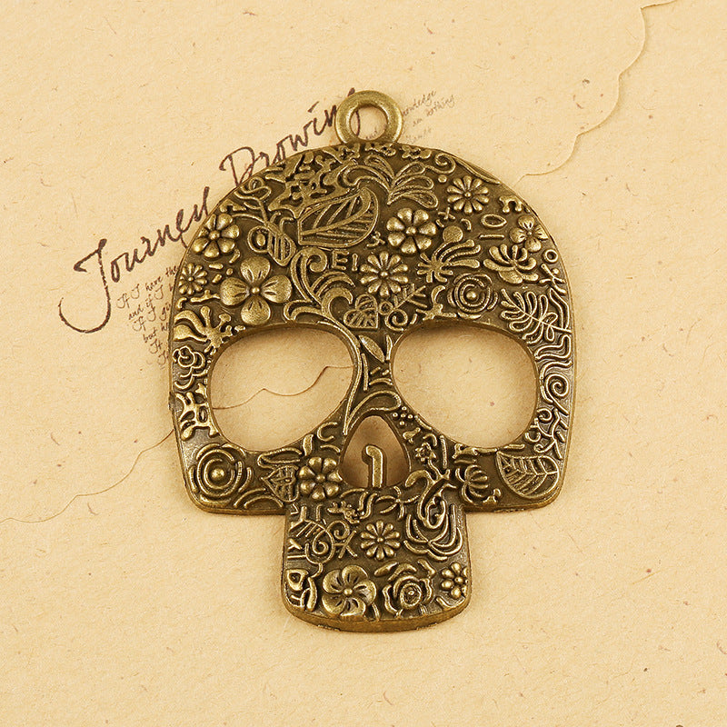 Rose Skull Alloy Pendant 66x49mm