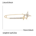 Star Safety Pin Brooch with Rhinestone Bar Gold Silver view 5