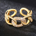 Gold Tone Textured Open Knot Rings with Clear Crystal Pave view 5