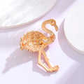 Red Gold Tone Flamingo Crystal Metal Brooch Pin for Jackets and Lapels view 3