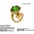 Gold Open Band Rings Large Round Faceted Stones Green Black Pink Purple view 6