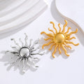 Gold Tone Sunflower Two Designs Metal Brooch Pin for Jackets and Lapels view 4