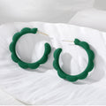 Matte Scalloped C-Shape Hoop Stud Earrings 11 Colors view 6