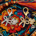 Rhinestone Bow Clover Charm Lobster Clasp Keychain view 4