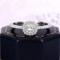 Mini Cushion Halo Pave Slim Ring In Polished Silver Tone view 3