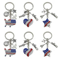 Rhinestone American Flag Star and Heart Keychains, 2 Styles view 1