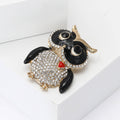 Black Owl Crystal Metal Brooch with Red Heart Accent view 2