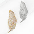 Pave Clear Crystal Feather Brooch Gold Silver Tone Alloy Pin view 3
