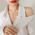 Gold Letter D Cube Drop Pendant Necklace Bar Link Chain view 4
