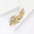 Lavender Enamel Flower Branch Green Leaf Crystal Brooch view 3