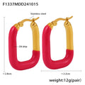 U Shape Enamel Hoop Earrings Red Magenta Gold or Steel Tone view 8