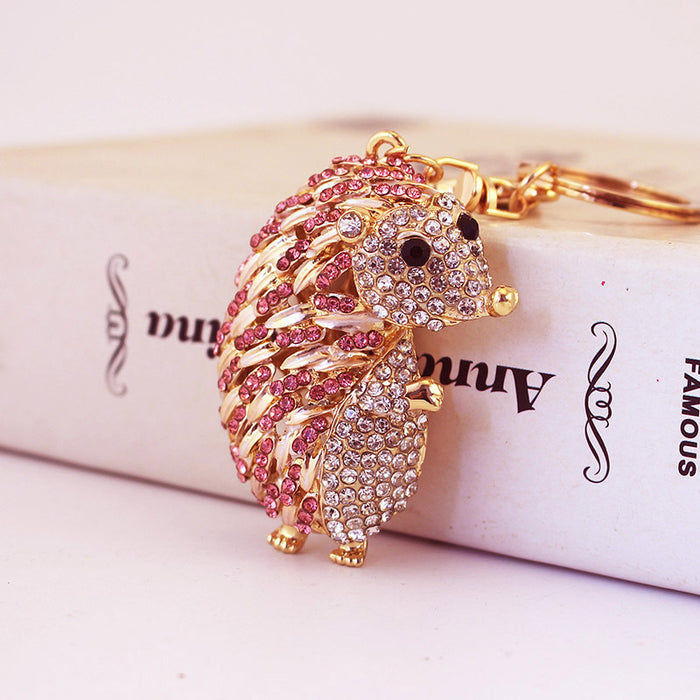 Cute Rhinestone Hedgehog Keychain, Animal Car Key Ring and Bag Charm