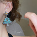 Green Crystal Christmas Tree Star Drop Earrings Jewelry Accessory view 3