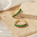 Gold Open Fan Ring Green Marquise Zircon Arc Band Style view 4