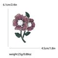 Rhinestone Twin Flower Pearl Green Leaf Brooch Pin view 8