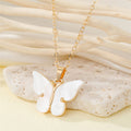 Gold Tone Acrylic Butterfly Pendant Necklaces in Eight Colors view 11