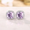 Cushion Halo Stud Earrings In Ten Bright Center Colors view 12