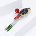 Colorful Crystal Parrot Brooch with Long Beaded Tail view 3