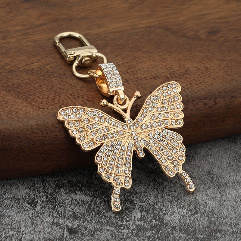 Large Rhinestone Butterfly Keychain Sparkly Bag Charm Pendant