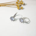 Round Stone Crystal Paved Huggie Hoop Earrings Four Styles view 4