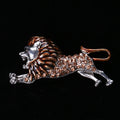 Running Lion Brooch in Copper and Silver Tones Jacket and Scarf Accessory view 2