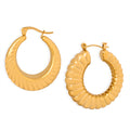 Gold Ribbed Twisted Hoop Earrings Gold And Steel Finishes view 5