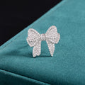 Silver Pave Crystal Bow Brooch Full Rhinestone Cover view 2