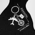 Antique Silver Airplane Passport and Compass Travel Charm Keychain view 3
