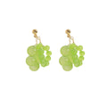 Green Grape Bead Double Hoop Cluster Novelty Earrings view 5