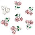 Enamel-Look And Crystal-Accented Gold Silver Cherry Alloy Charms in 12 Styles view 9