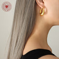 Gold Thick U Shape Chunky Hoop Earrings Small Large Sizes view 3