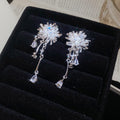 Crystal Firework Flower Gold And Silver Tone Dangle Earrings view 6