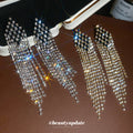 Black Marquise Crystal Long Fringe Stud Earrings in Two Tones view 4