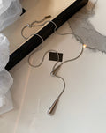 Metal Teardrop Y Lariat Necklace in Gold and Silver Tones view 6