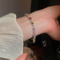 Multicolor Square Crystal Slim Open Cuff In Gold Or Silver Tone view 7