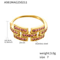 Geometric Link Open Ring Micro Zircon Stainless Steel Size Seven view 6