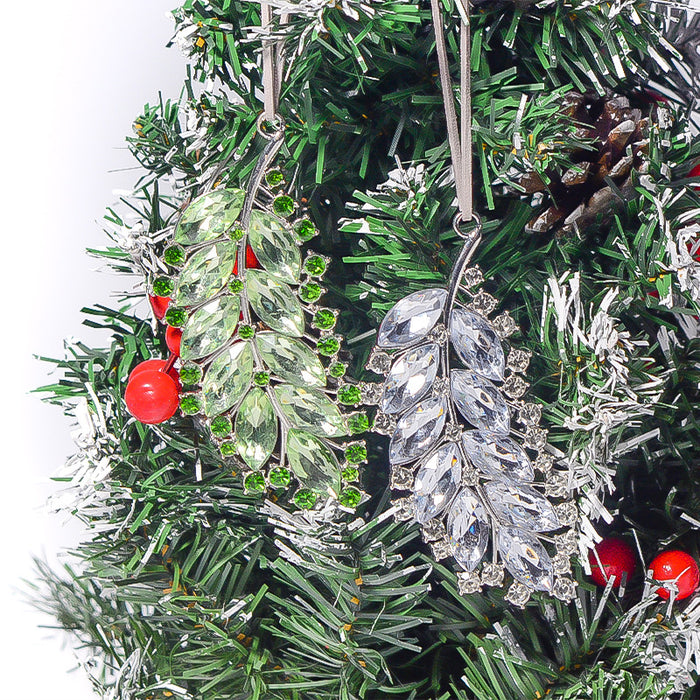 Crystal Leaf Feather Hanging Ornament Green Clear Styles