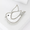 White Shell Dove Brooch with Gold or Silver Outline view 5