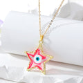 Gold Tone Star Resin Evil Eye Pendant Necklaces in Six Colors view 7