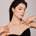 Gold Stainless Steel Multicolor Faceted Crystal Drop Necklace view 3