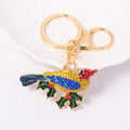 Rhinestone Cardinal Holly Keychain Gold Clasp Three Colors view 7