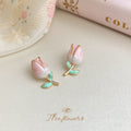 Pink Enamel Tulip Flower Stud Earrings Assorted Mix view 10