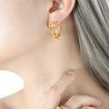 Double Bar Knot Open C-Hoop Stud Earrings Gold Steel view 1