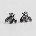 Sculpted Metal Bee Stud Earrings in Four Distinct Finishes view 5