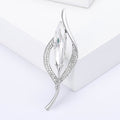 Marquise Crystal Leaf Rhinestone Long Stem Brooch Pin view 6