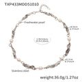 Freshwater Pearl Stainless Steel Irregular Link Necklace Bracelet view 6